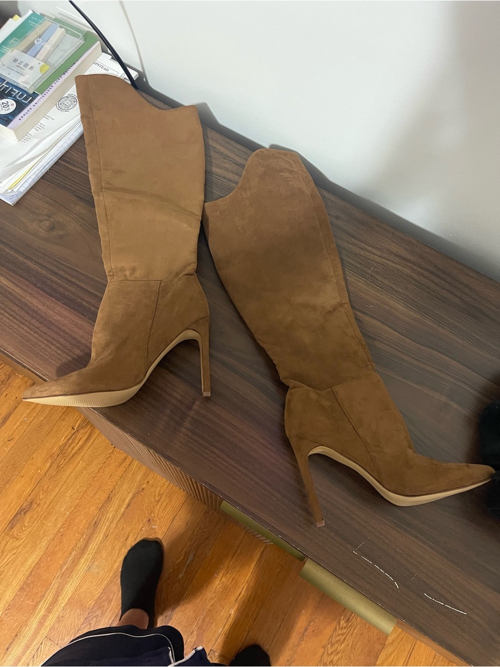Nine West Tan Suede Over-the-Knee Stiletto Boots